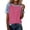 Pink, variant on ClodeEU Women's Patchwork Faux Denim Print Short Sleeve Crewneck Shirt ,Casual Trendy Blouse Wine,Womens Plus S