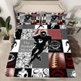 thumbnail image 2 of Feelyou Rugby Athlete Boys Bed Sheets, Modern Ball Game King Sheets, Fashion Patchwork Plaid Sheet Set, Luxury Bedroom Decor, 4pcs, 2 of 7