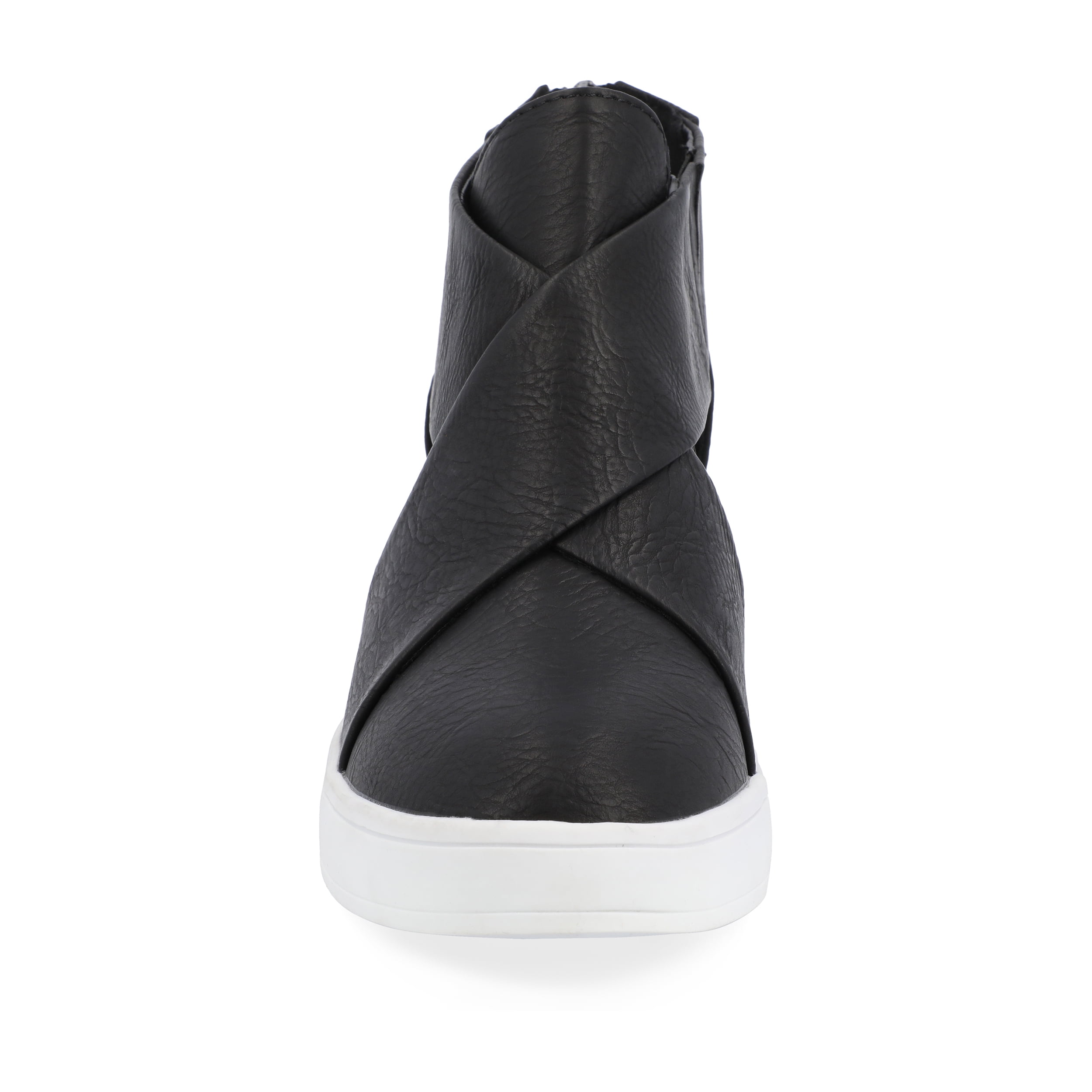 Journee Womens Seena Round Toe Back Heel Zip Wedge Sneakers