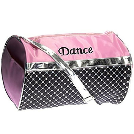 Girl's Quilted Nylon Dance Duffle Bag w/ Sequins (Light Pink/Black/Silver)