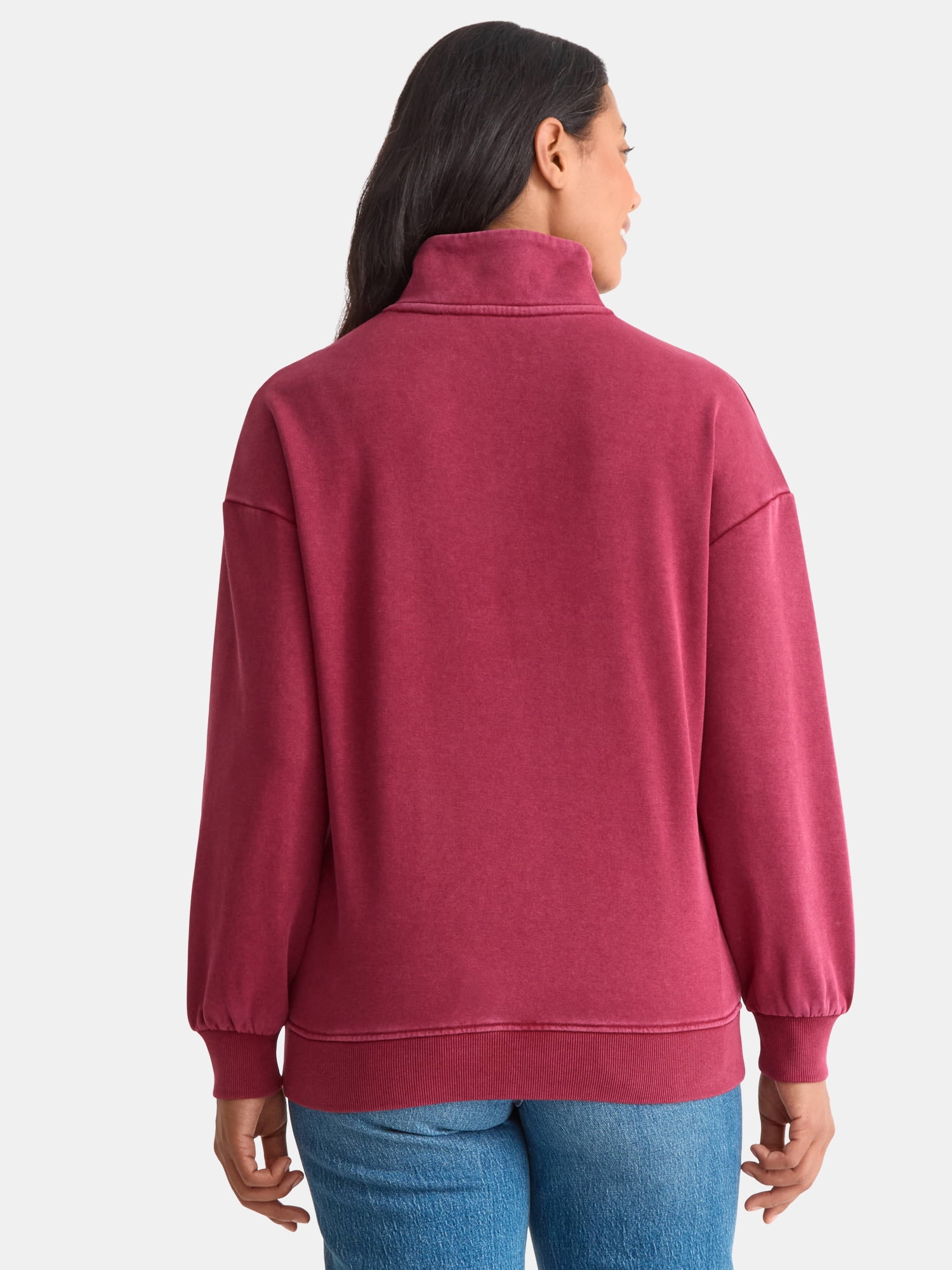 Time and Tru Women's Fashion Terry Snap Sweatshirt, Sizes XS-XXXL