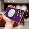 thumbnail image 3 of Magnetic Phone Case for Samsung Galaxy S21 Ultra [ Compatible with MagSafe ] Cute Heart Case for Women Luxury Plating Camera Lens Cover Protect Soft Bumper for S21 Ultra 6.8" (Deep Purple), 3 of 11