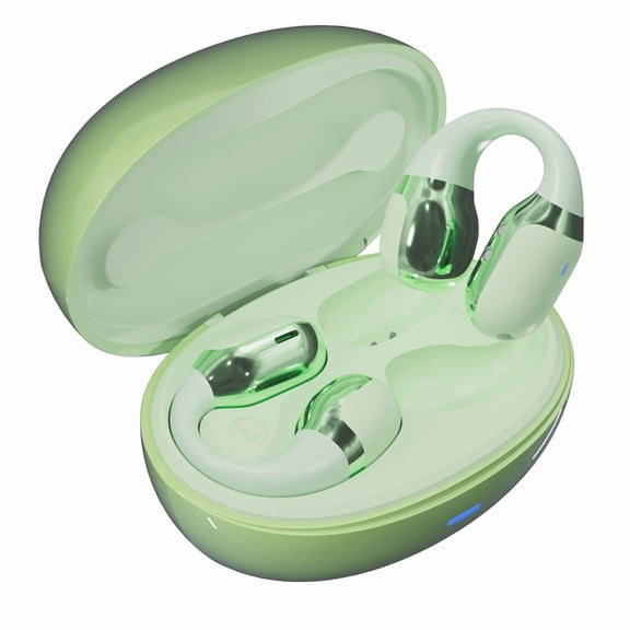 DUOSSEAR F16 ear clip type dual ear true wireless Bluetooth earphones are painless and safe to wear, capable of listening to ambient sound 5.4 stereo green pink