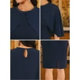 thumbnail image 5 of DARING DIVA Elegant Chiffon Cape Beaded Neckline Dress L Navy Blue, 5 of 6