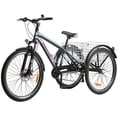 thumbnail image 2 of FICISOG 27.5 inch Men's Women's Tricycles Cruiser Bike Featuring Disc Brakes, Mountain Tricycle for Adults, 3 Wheeled 7-Speed Mountain Tricycle Cargo Basket, 2 of 7