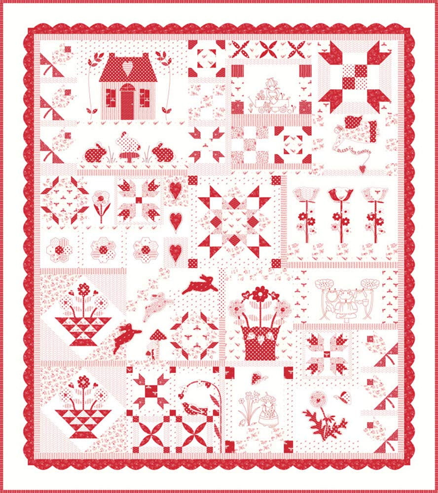 Bunny Hill Designs My Redwork Garden BOM Quilt Kit Moda Fabrics KIT2950
