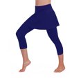 thumbnail image 5 of Solid Color Cropped Activewear Yoga Pants, Women'S Casual Skirt Leggings Tennis Pants Sports Fitness Cropped Culottes Blue, 5 of 9