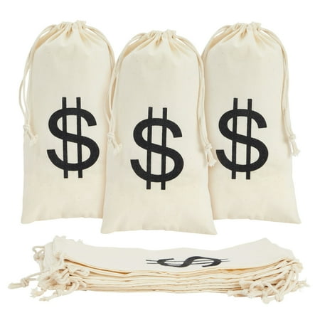 Juvale Drawstring Money Bags for Casino Theme Poker Party Favors (Small 12 Pack)