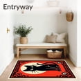 thumbnail image 3 of ODIKA 4'x6' Machine Washable Non-Slip Area Rug, Vintage Mystic Feline Accent Decorative Floor Bewitching Charm High Traffic Rug with Pad, Red, 656401, 3 of 8