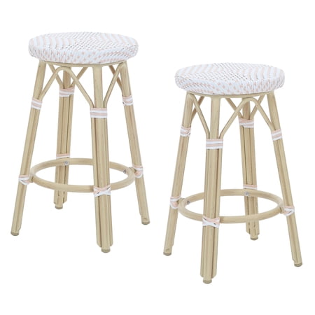 Furniture of America Tropaz Set of 2 26-in Outdoor Metal Bar Stool  White