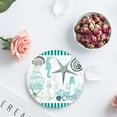 thumbnail image 4 of FMSHPON Elements Seahorse Starfish Conch Aqua Green Set of 8 Round Coaster for Drinks, Absorbent Ceramic Stone Coasters Cup Mat with Cork Base for Home Kitchen Room Coffee Table Bar Decor, 4 of 6
