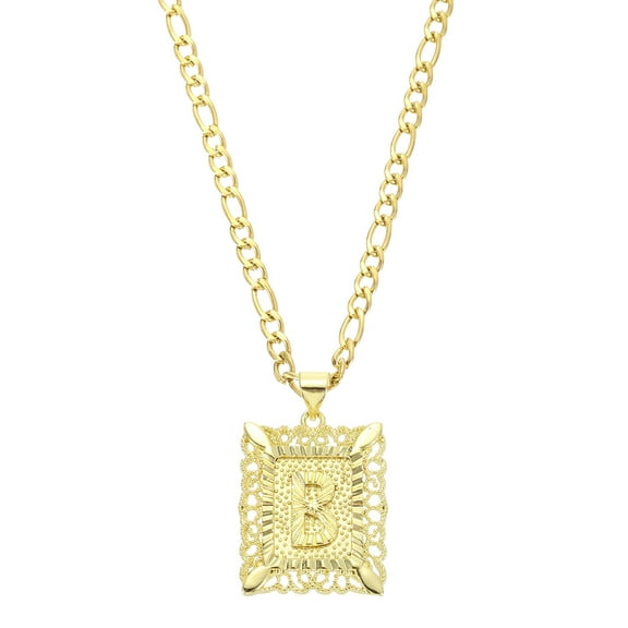 Uxcell 20" Initial Letter Pendant Necklace for Men Women, Capital Alphabet B, Gold