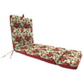 thumbnail image 6 of Jordan Manufacturing 72" x 22" Charlotte Afire Cream Floral and Harley Afire Red Solid Reversible Rectangular Outdoor Chaise Lounge Cushion with Ties and Hanger Loop, 6 of 12