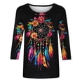 thumbnail image 5 of Xuyuer Carnival Style Print T-Shirt - Women's Fashion Loose Round Neck 3/4 Sleeve Top for Daily Wear, Festival Themed Outfits, Playful Seasonal Style & Streetwear Statement Piece, 5 of 5