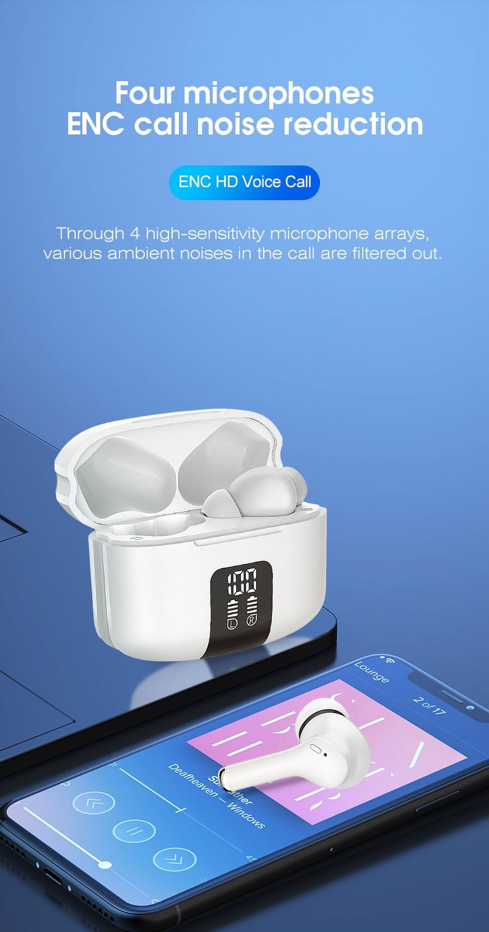 Lukg Bluetooth Kopfhörer 2024 – In Ear, 48 Std Akku, Bluetooth 5.3, ENC, IP7 Wasserdicht, Weiß