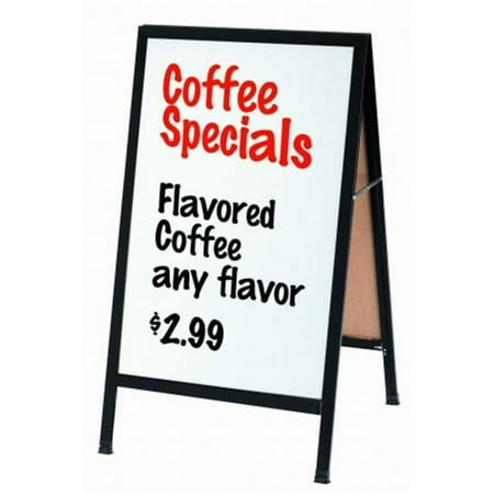 Aarco Products Inc. BA-5SW A-Frame Sidewalk Board Features a White Porcelain Markerboard and a Black Aluminum Frame. Size 42 in.Hx24 in.W