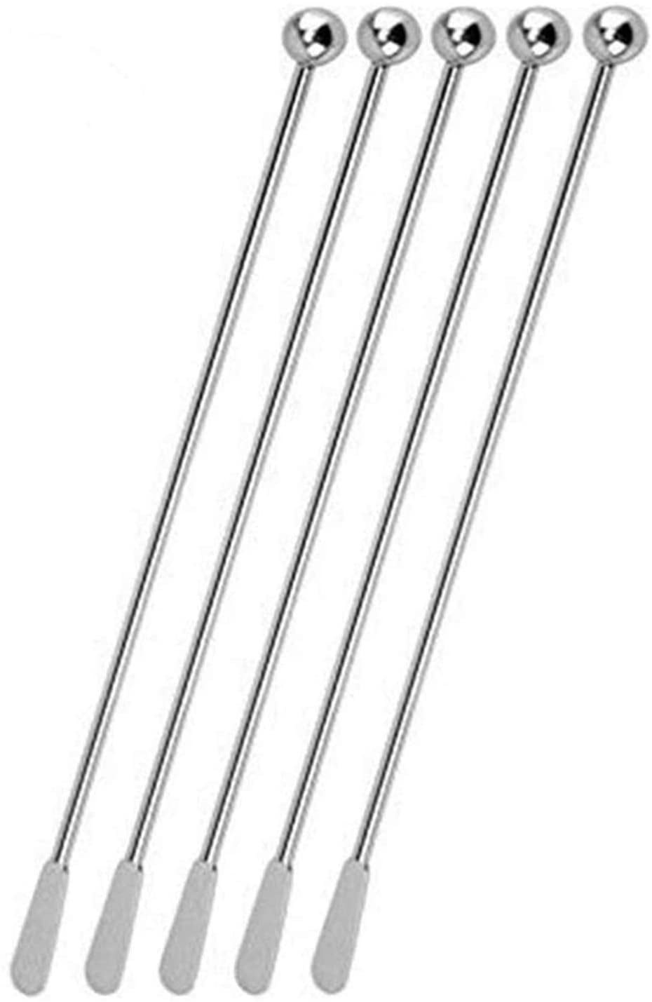 Stainless Steel Coffee Beverage Stirrers Stir Cocktail Drink Swizzle Stick with Small Rectangular Paddles（10Pcs Colored Straight Rod） 