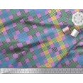 thumbnail image 2 of Soimoi Polyester Crepe Fabric Window Pane Check Printed Fabric 1 Yard 42 Inch Wide, 2 of 3