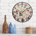 thumbnail image 6 of Round Clock Wall Clock Decorative Clock 9.5" Sizes Red Small Floral Pattern, 6 of 9