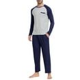 thumbnail image 6 of MoFiz Men's Bamboo Pajamas Set Long Sleeve Crew-Neck Top and Pants with Pockets Loungewear 2-Piece for Men, 6 of 7