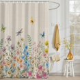 thumbnail image 3 of Shower Curtain Spring Floral Shower Curtains for Bathroom Decor, Waterproof Polyester Shower Curtain Set with Hooks, Extra Long 72" x 96" Watercolor Flower Butterfly Dragonfly, 3 of 9