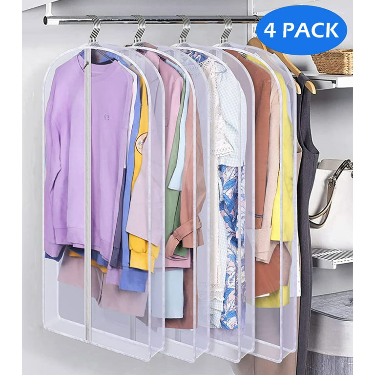 MISSLO 40 Clear Garment Bags for Hanging Clothes Travel Closet Storage  Suits, Dresses, Coats Garment Cover Protector, 3 Packs 