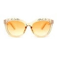 thumbnail image 3 of Girls Child Size Engraved Bling Foil Plastic Round Horn Rim Sunglasses Orange, 3 of 4