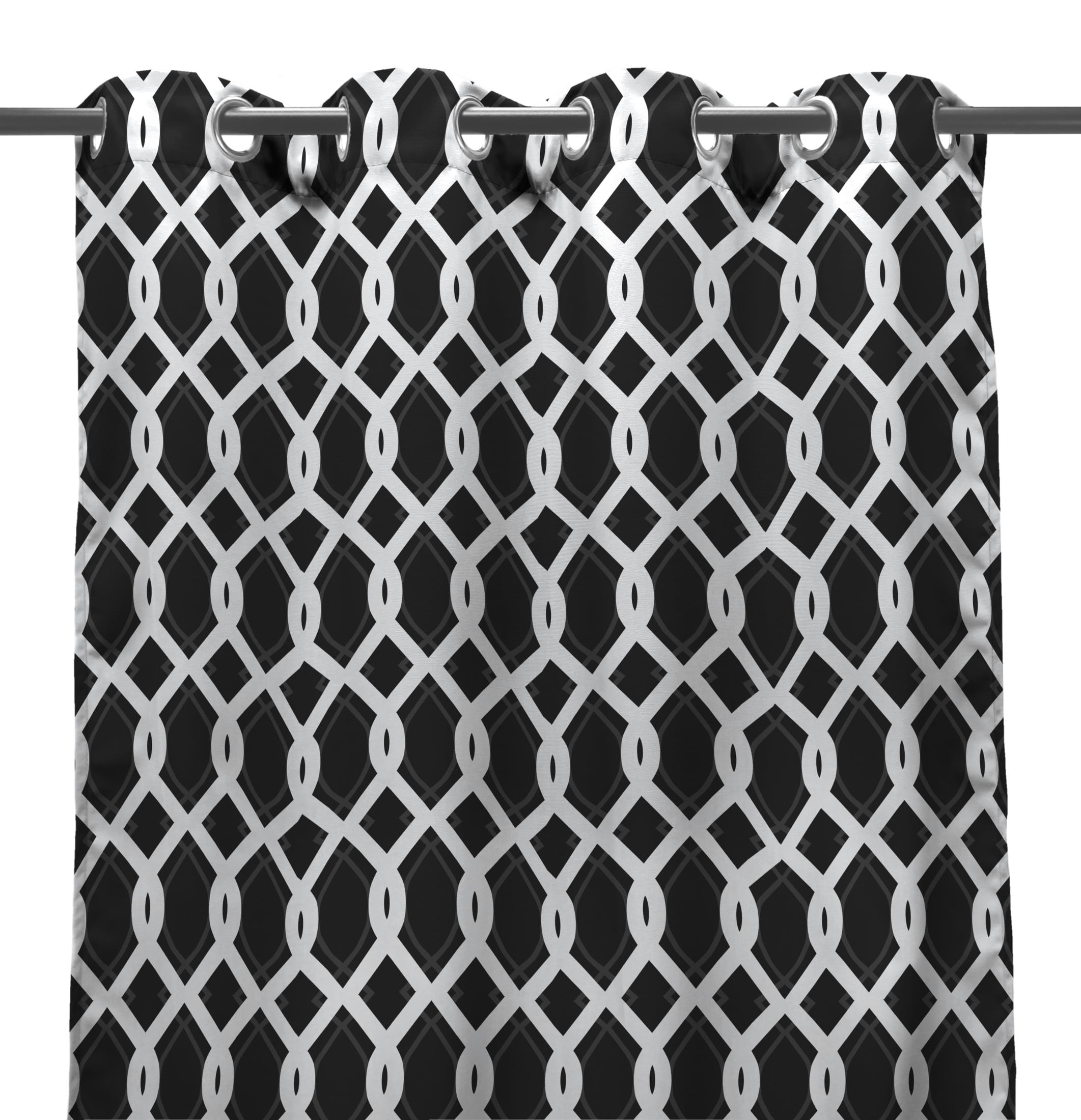 Jordan Manufacturing 54" x 96" Cayo Black Lattice Grommet Semi-sheer Outdoor Curtain Panel