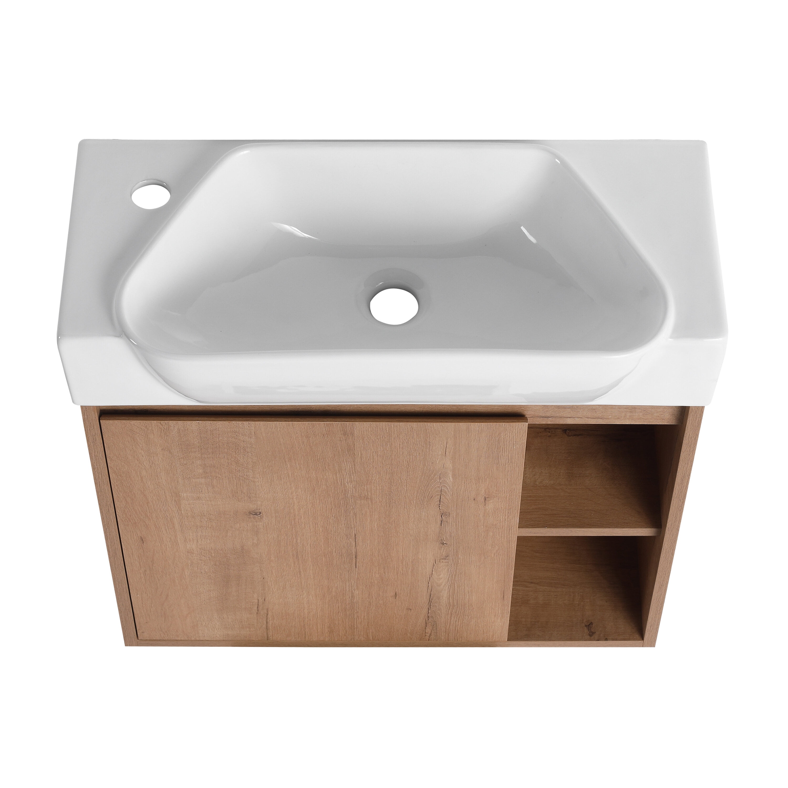 Modern Bathroom Vanity 24'' Wall-Mounted Bathroom Vanity with White Ceramic Sink & Soft-Close Door, KD-Packing,Wooden Bathroom Vanity