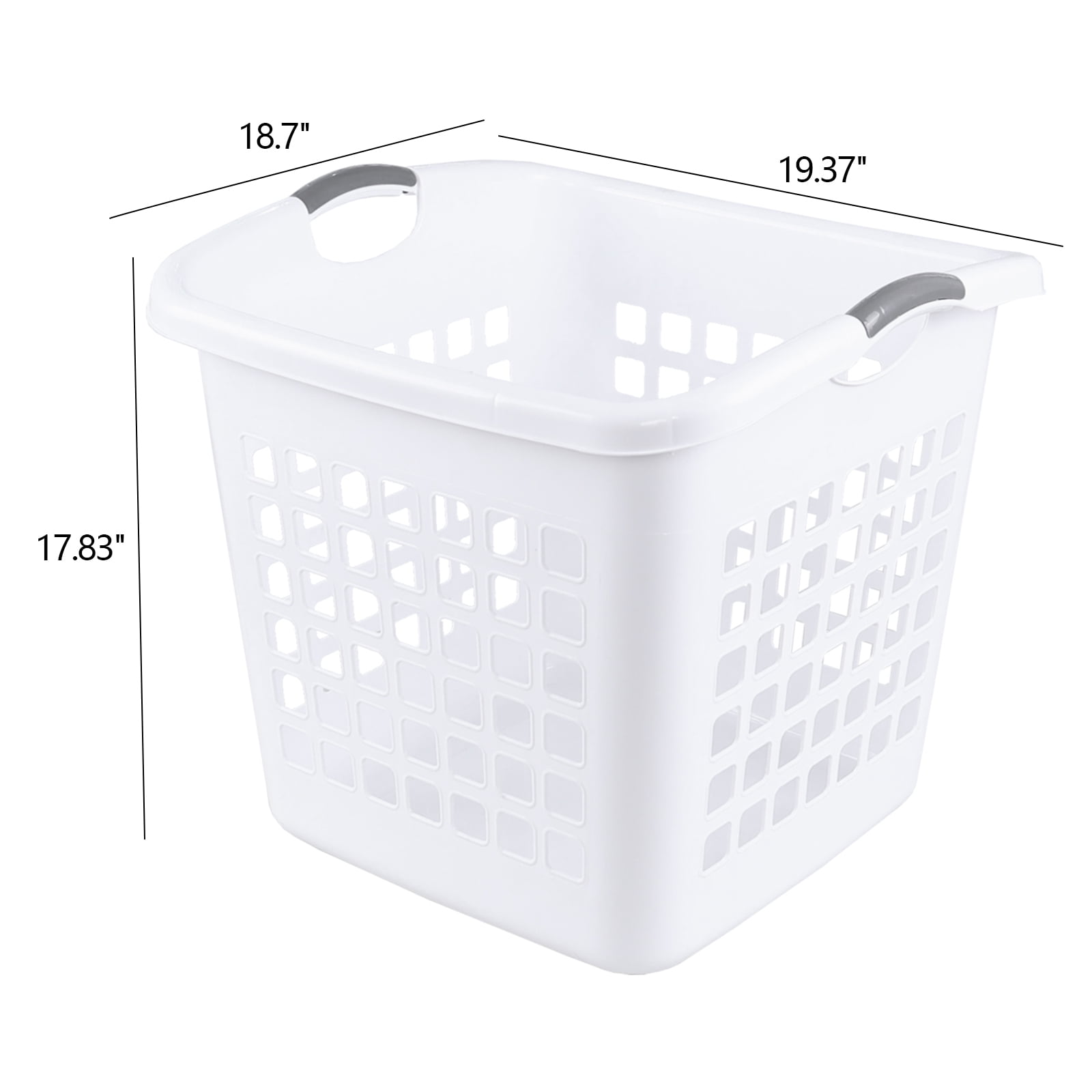 EudokkyNA 4 Packs Large White Laundry Basket, Plastic Clothes Hamper with Handles