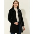 thumbnail image 2 of Abrigo de invierno para mujer Cuello de piel sintética Abrigo largo cálido Negro L, 2 of 6