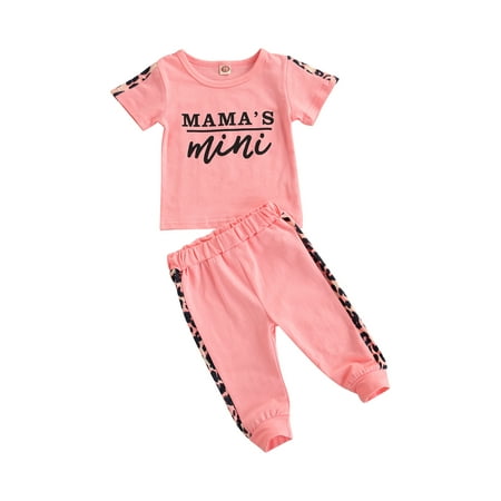 

Baby Girl Clothes Mama s Mini Leopard T-Shirt Tops Pants Leggings 2pcs Outfits