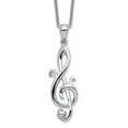 thumbnail image 1 of Diamond2Deal 925 Sterling Silver Rhodium-plated Love Note Necklace for Women 18", 1 of 6