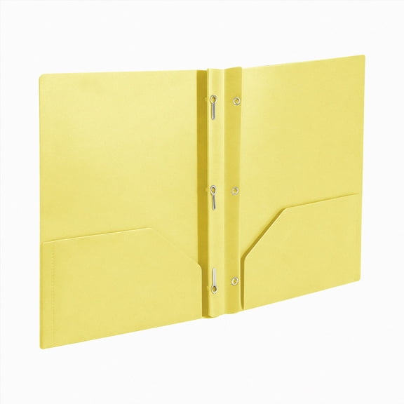 Folders with Pockets,Colorful PP Lever Arch File Folder,Letter Size Plastic Two-Pocket with Prongs and Fasteners,Heavy Duty Poly Folder With 2 Pockets For Homework Art Supplies(Yellow)