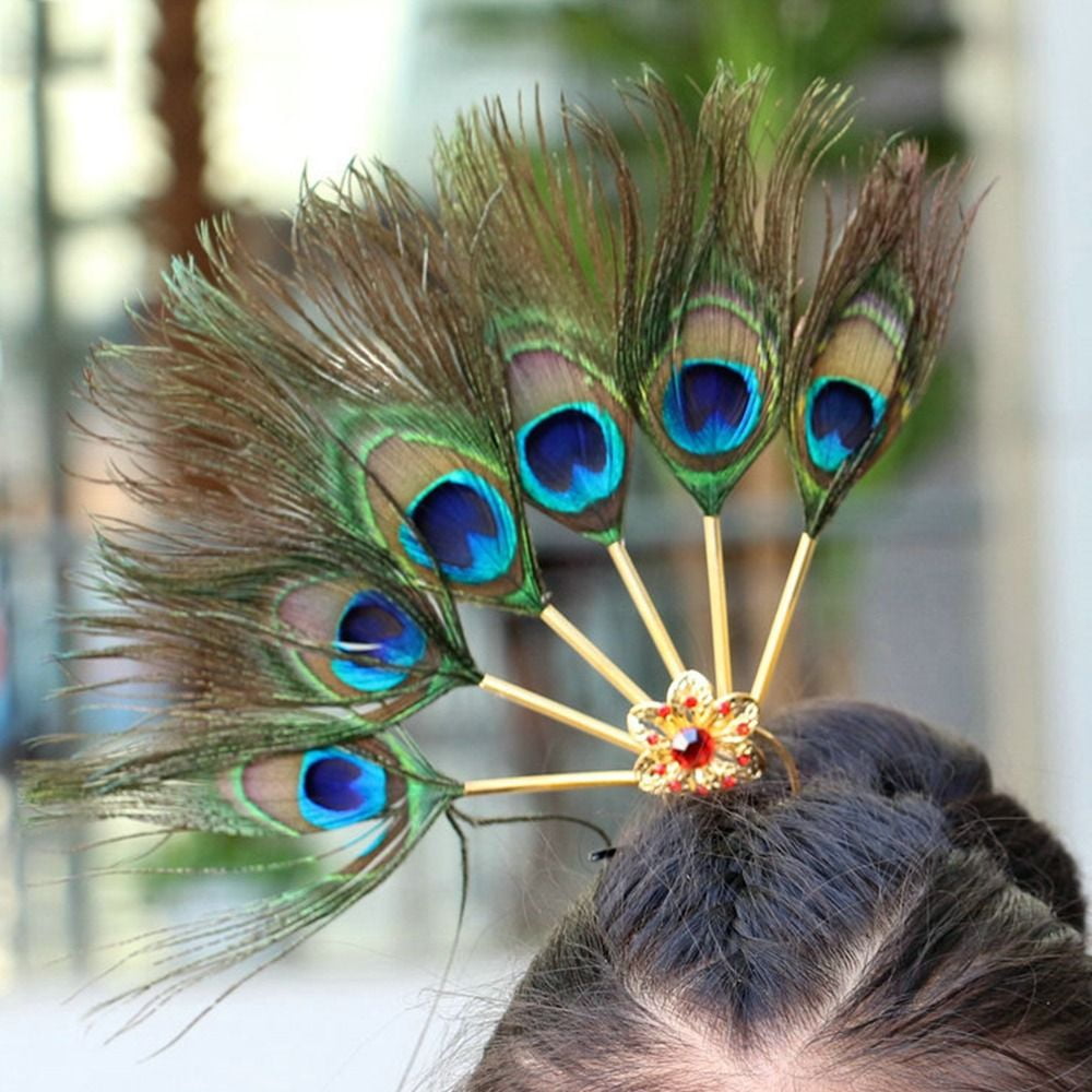 Ethnic Dance Hair Stick Peacock Feather Hairpin Hairstyle Design Tool | eBay