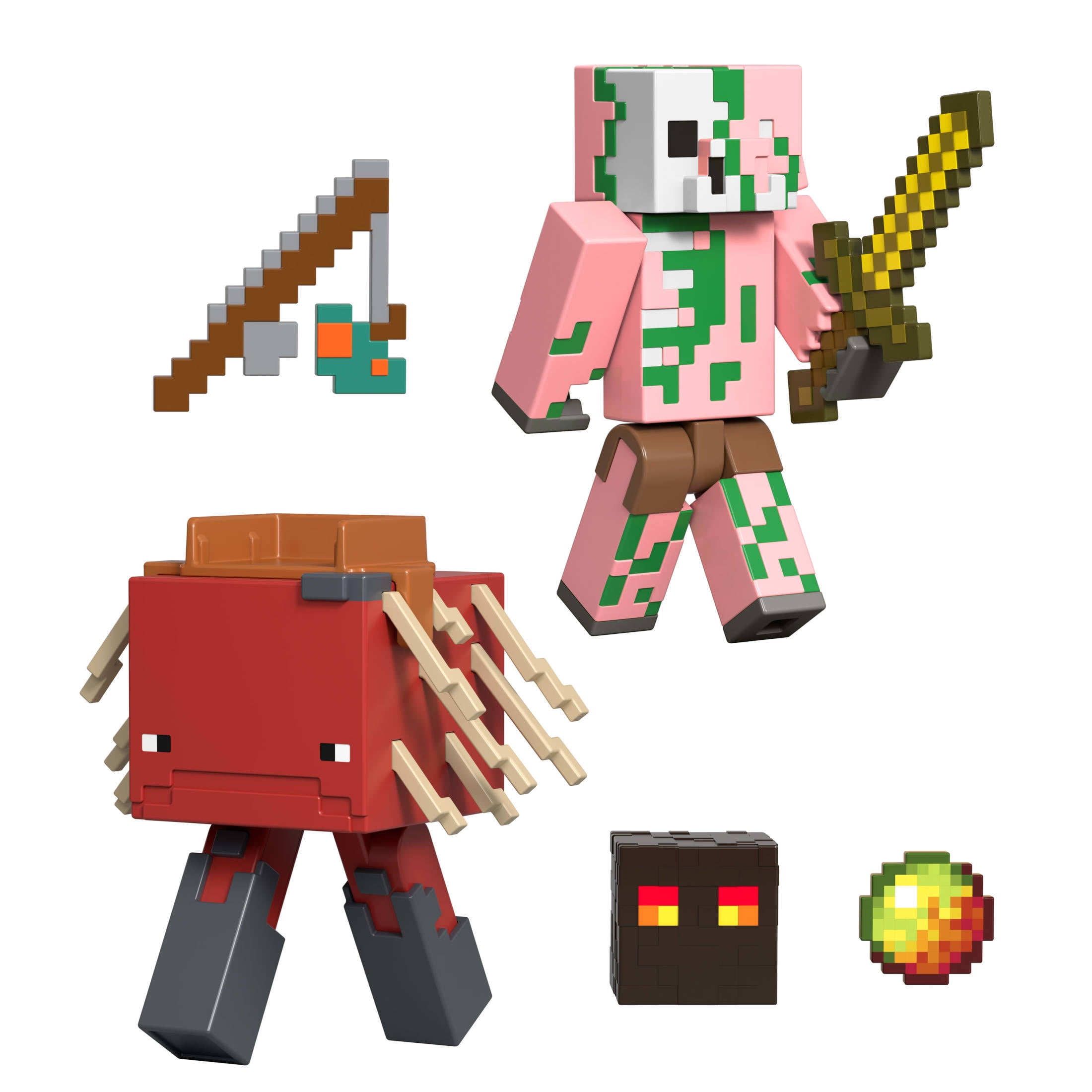 Minecraft Action Figures & Accessories 2-Pack, Zombified Piglin & Strider 3.25-inch Scale Toy Set
