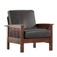 thumbnail image 2 of Weston Home Warner Faux Leather Lounge Chair, Dark Brown, 2 of 7