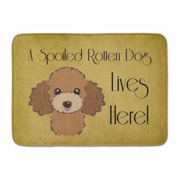 Carolines Treasures BB1504RUG Chocolate Brown Poodle Spoiled Dog Lives Here Machine Washable Memory Foam Mat 19 X 27"