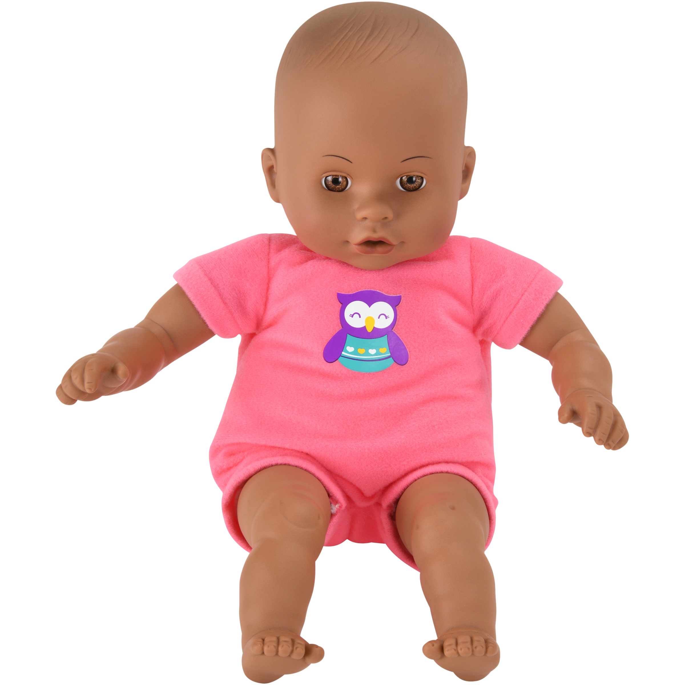 My Sweet Love 13" Soft Baby Doll with Sewn-on Pink Owl Outfit