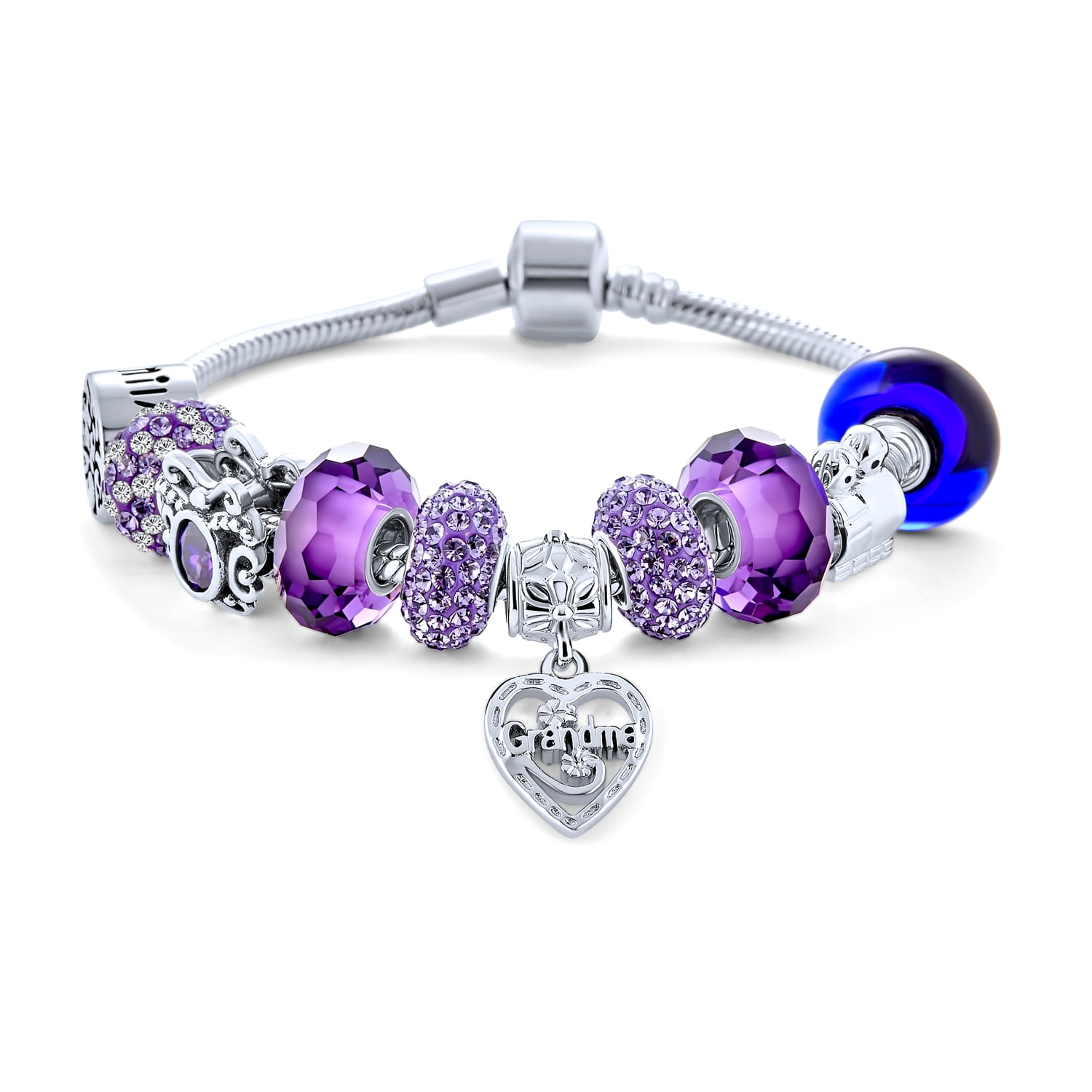 Purple Stretch Beaded Grandma Bracelet Mothers Day Gift NEW 
