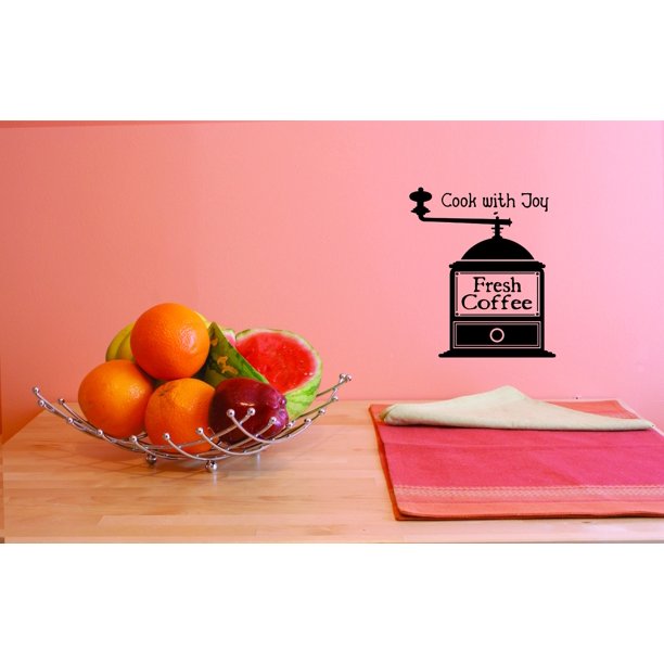 Custom Wall Decal Cook with joy Fresh Coffee Kitchen Home Decor Picture