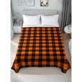 thumbnail image 2 of California King Size Flat Sheet Only, Black Orange Plaid Soft Brushed Microfiber Bed Sheets, Farmhouse Buffalo Check Gingham Hotel Quality Breathable Bedding Top Sheet, Easy Care, 108"x98", 2 of 9