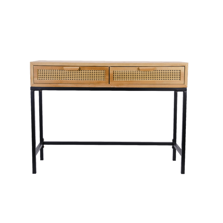 COZAYH Rustic Console Table with 2 Drawers Entryway Hallway Farmhouse Country Style Modern Natural