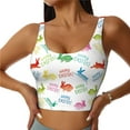 thumbnail image 2 of Haiem Happy Easter Rabbit Pattern Womens Sports Bra - U Neck Padded Low Impact Yoga Bra Workout Crop Top Gym Moisture-Wicking Workout Vest -Small, 2 of 9