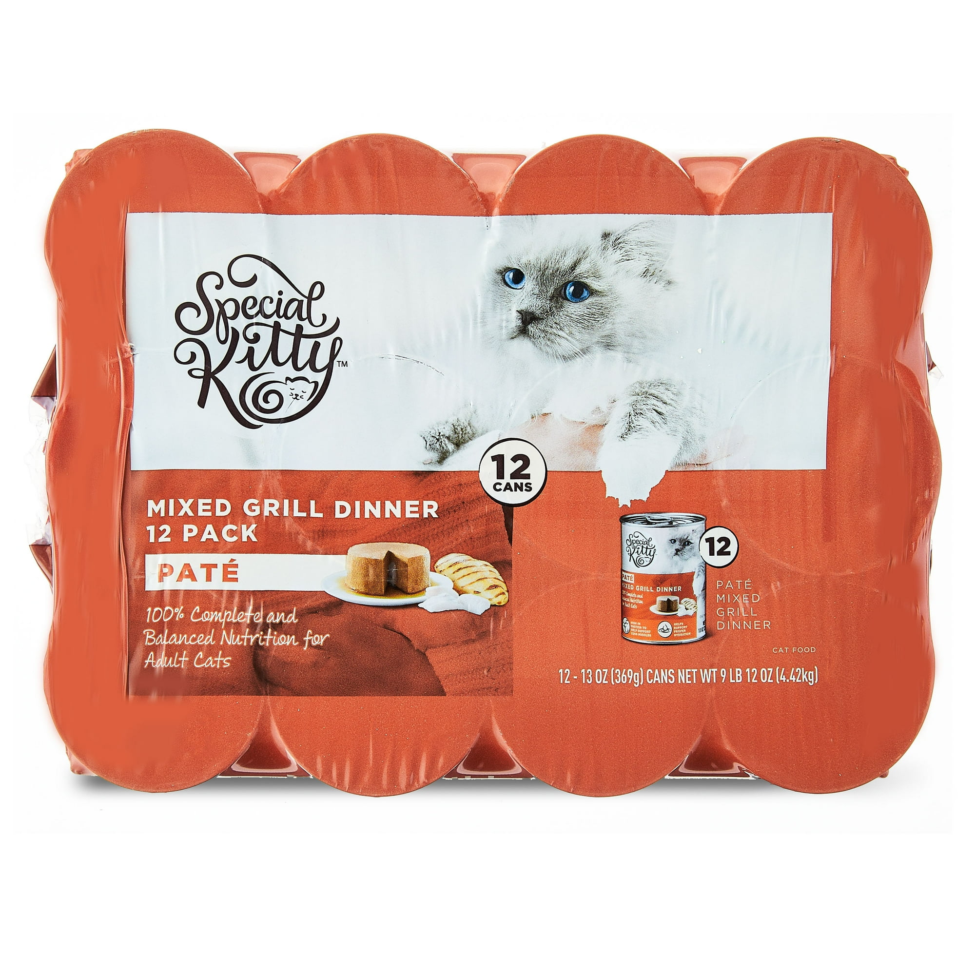 Special Kitty Mixed Grill Dinner Pate Wet Cat Food, 13 oz Cans, 12 Pack