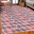 thumbnail image 3 of Geometric Decorative Rug, Abstract Cubes Isometric Hexagonal Shaped Pattern Colorful Retro Design Print, Quality Carpet for Bedroom Dorm and Living Room, 6 Sizes, Coral White, by Ambesonne, 3 of 4