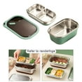 thumbnail image 4 of Fiambrera Bento de acero inoxidable de 1,2 l con control de porciones, ecológica, ideal para comidas al aire libre. 2 niveles verde, 4 of 9