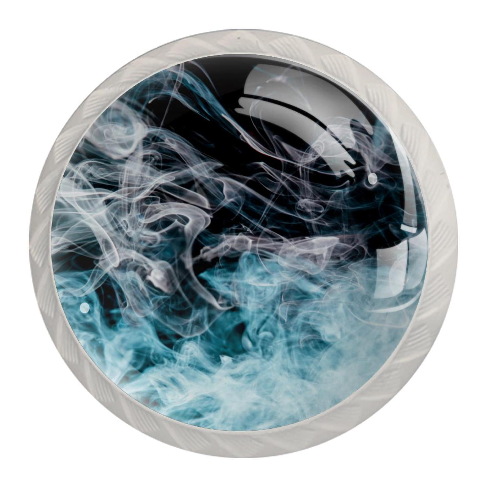 Ownta Wavy Smoke Black Round Glass Drawer Handles Knobs Pulls with