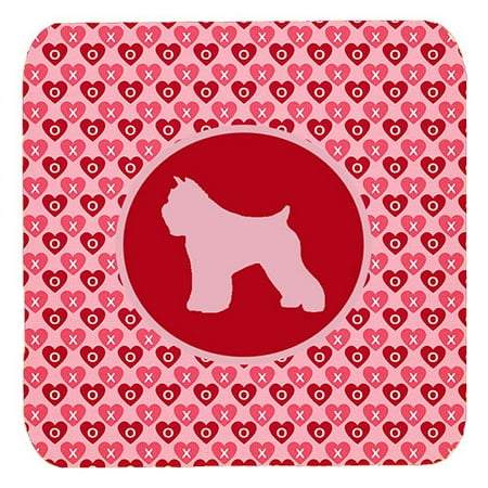1120 Foam - Set of 4 Bouvier des Flandres Valentine Hearts Foam Coasters