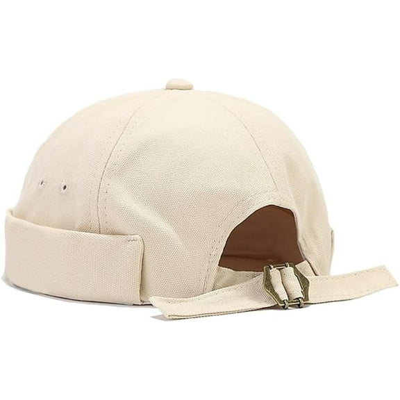 SikaFu Unisex Casual Beanie Cap Rolled Cuff Cotton Brimless Hat Adjustable Buckle
